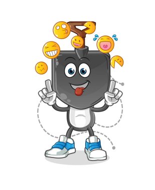 Kürek kafalı çizgi film karakteri güler ve alay eder. çizgi film vektörü