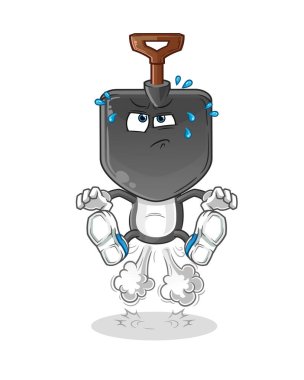 Kürek kafalı çizgi film osuruktan atlama illüstrasyonu. karakter vektörü