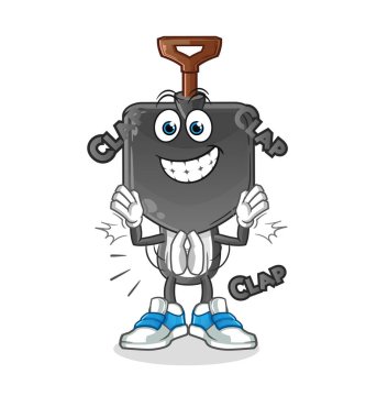 Kürek kafalı çizgi film karakteri alkış çizimi. karakter vektörü