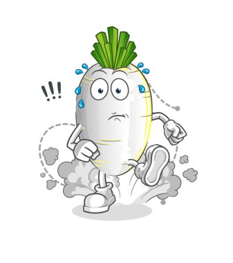 Beyaz turp çizimi. karakter vektörü