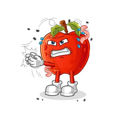 Solucan Ezmeli Elma Sinek karakteri. çizgi film maskotu vektörü