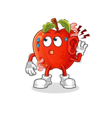 Solucan dinleme vektörlü elma. çizgi film karakteri