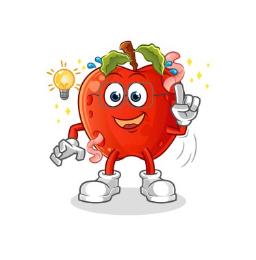 Solucanlı elmanın bir fikir karikatürü var. maskot vektörü