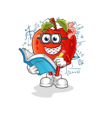 Solucan inekli elma çizgi filmi. çizgi film maskotu vektörü