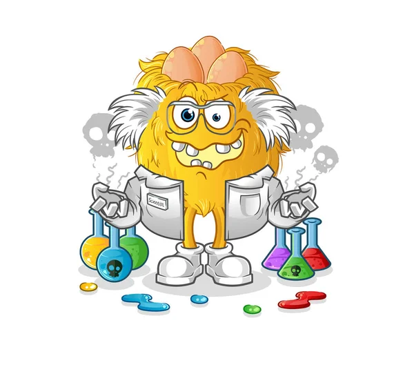 Kuş yuvası çılgın bilim adamı çizimi. karakter vektörü