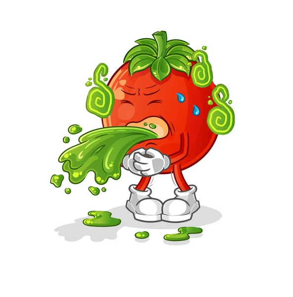 Çizgi film kusmak için domates. çizgi film maskotu vektörü