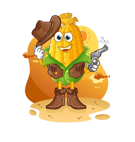 Kukorica Cowboy Pisztoly Karakter Vektor — Stock Vector