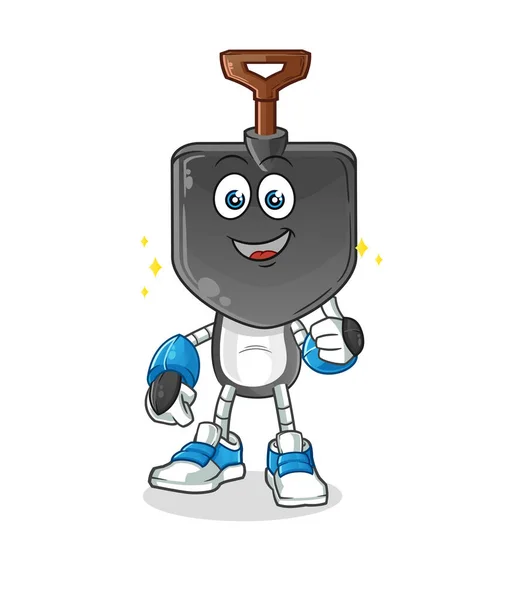 Pala Testa Personaggio Robot Cartone Animato Vettore Della Mascotte Del — Vettoriale Stock