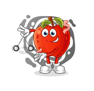 Elma ve solucan hipnotize edici çizgi film. çizgi film maskotu vektörü