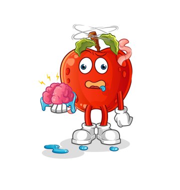 Elma solucanlı, beyin vektörü yok. çizgi film karakteri