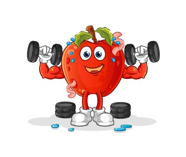 Solucan ağırlığı eğitim illüstrasyonlu elma. karakter vektörü