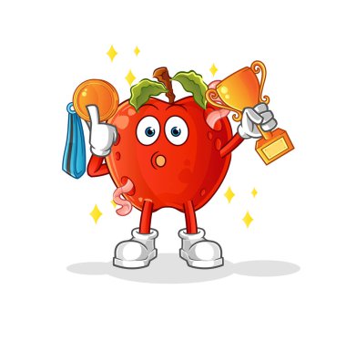 Elma ve solucan kazanan trophie. çizgi film karakteri