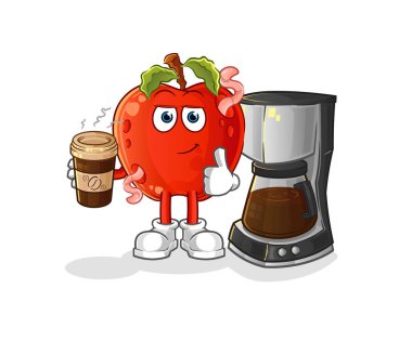 Elma solucanlı, kahve resimli. karakter vektörü