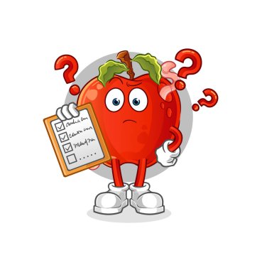 Solucan takvim listesi vektörü olan elma. çizgi film karakteri