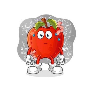 Kurtlu elma sert vektör düşünür. çizgi film karakteri