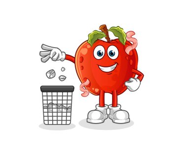 Kurtlu elma. Çöp maskotu at. çizgi film vektörü