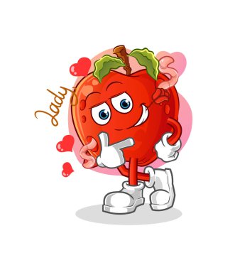 Solucan resimli elma. karakter vektörü