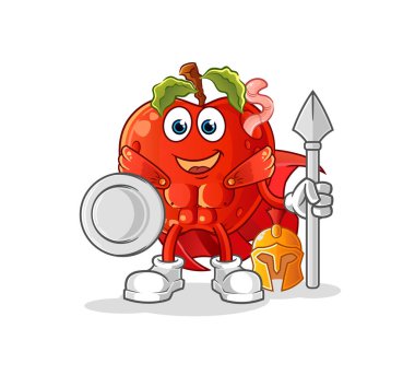 Solucan karakterli elma. çizgi film maskotu vektörü