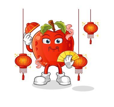 Fenerli, solucanlı Çin elması. karakter vektörü