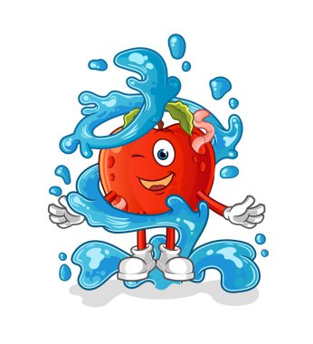 Elma solucanlı taze su maskotu. çizgi film vektörü