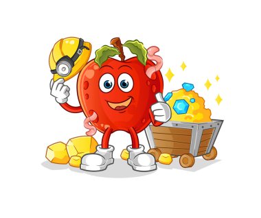 Altın karakterli bir elmalı solucan madencisi. çizgi film maskotu vektörü