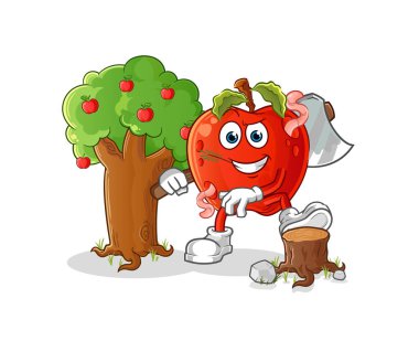 Solucan marangoz resimli elma. karakter vektörü