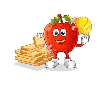 Solucan üreticisi vektörlü elma. çizgi film karakteri