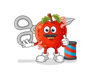 Solucan berberli elma çizgi filmi. çizgi film maskotu vektörü