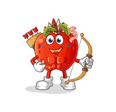 Amerikan kabilesinin solucanlı elması. çizgi film maskotu vektörü