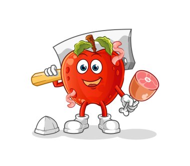 Solucan Kasabı illüstrasyonlu elma. karakter vektörü