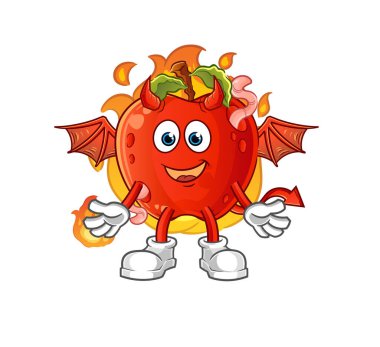 Kanatlı kurt şeytanlı elma. çizgi film maskotu vektörü