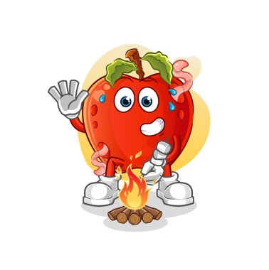 Kurtlanmış elmalı marşmelov. çizgi film maskotu vektörü