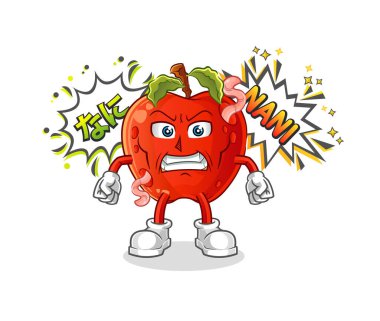 elma ve solucan anime kızgın vektör. çizgi film karakteri