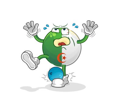 Bowling çizgi filminden Cezayir bayrağı. çizgi film maskotu vektörü