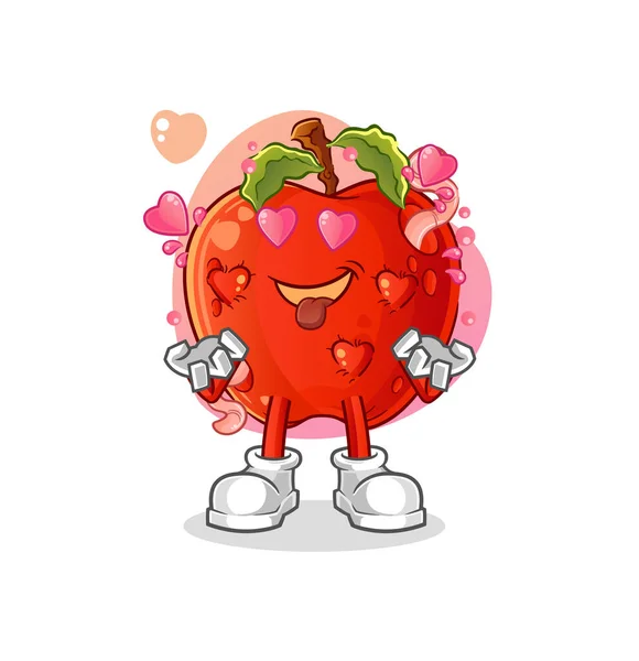 Manzana Con Gusano Caída Amor Vector Personaje Dibujos Animados — Archivo Imágenes Vectoriales