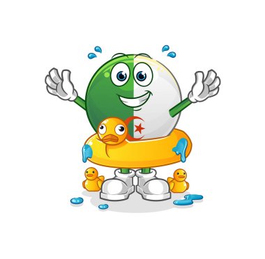 Ördek şamandıralı Cezayir bayrağı. çizgi film maskotu vektörü