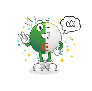 Cezayir bayrağı kabul ediyor. çizgi film vektörü