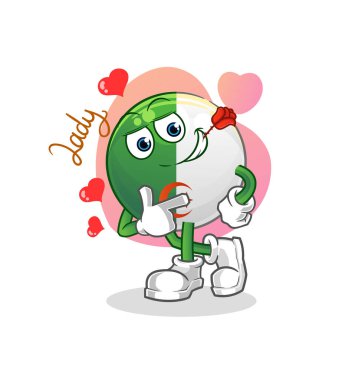 Cezayir bayrağı resimle flört ediyor. karakter vektörü