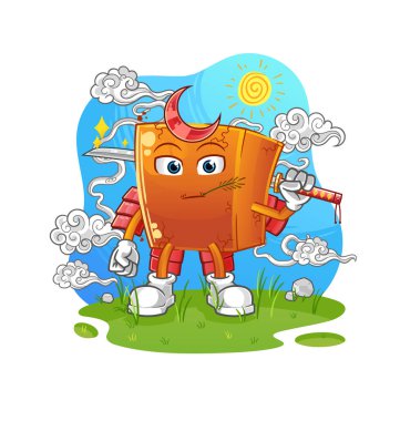 tuğla samuray çizgi filmi. çizgi film maskotu vektörü