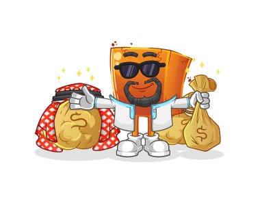 Tuğla zengini Arap maskotu. çizgi film vektörü