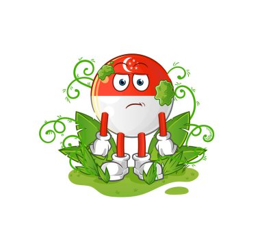 Singapur bayrağı çok uzun bir maskot bekliyor. çizgi film vektörü