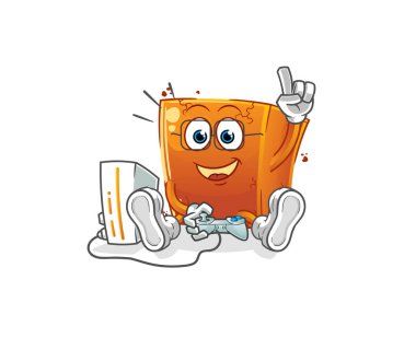 Brick video oyunu oynuyor. çizgi film karakteri