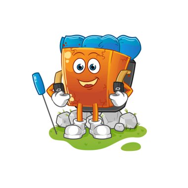 Brick kamp maskotu olur. çizgi film vektörü