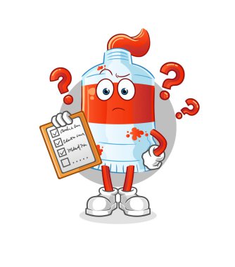 suluboya tüp takvim listesi vektörü. çizgi film karakteri