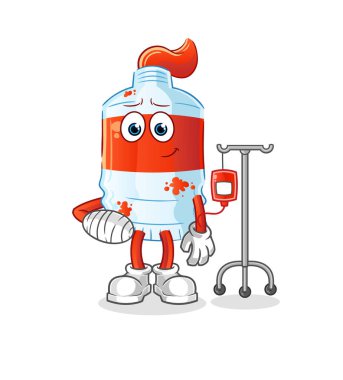 Serum illüstrasyonunda suluboya tüp hasta. karakter vektörü