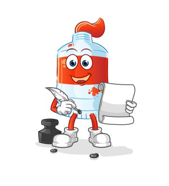 suluboya tüp yazar vektörü. çizgi film karakteri