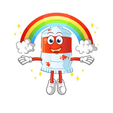 Gökkuşaklı suluboya tüp. çizgi film vektörü