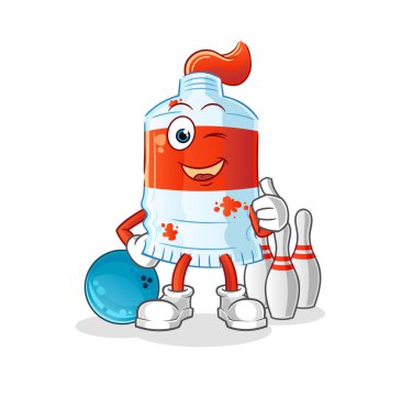 Suluboya boru bowling oynuyor. karakter vektörü