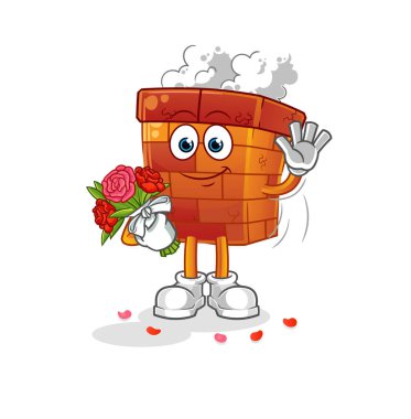 Buket maskotlu baca. çizgi film vektörü