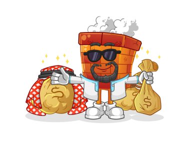 Baca zengini Arap maskotu. çizgi film vektörü